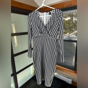 Houndstooth midi office dress